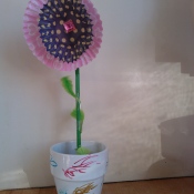 Flower made from repurposed cupcake cases