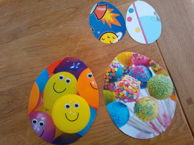 Large and small recycled card eggs